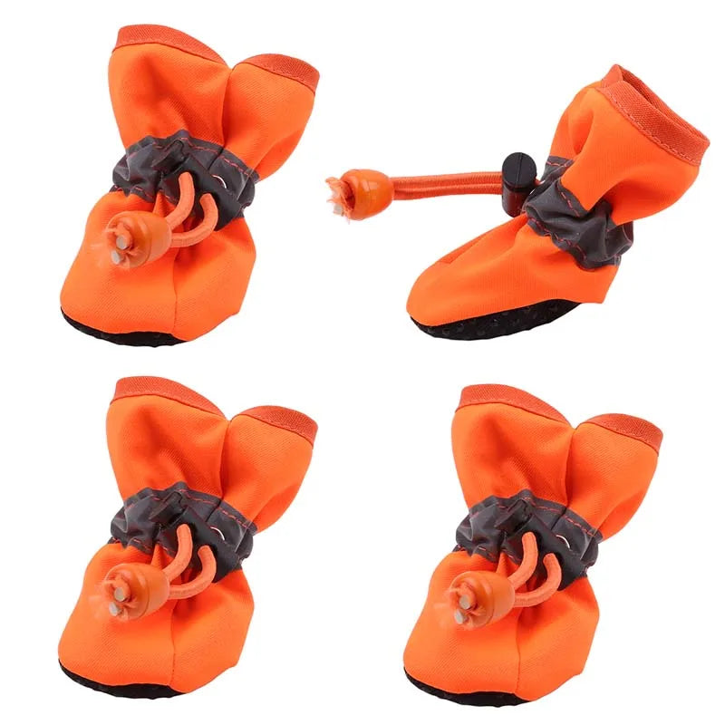 New 4pcs Pet Dog Shoes Anti-slip Rain Snow Boot Thick Warm