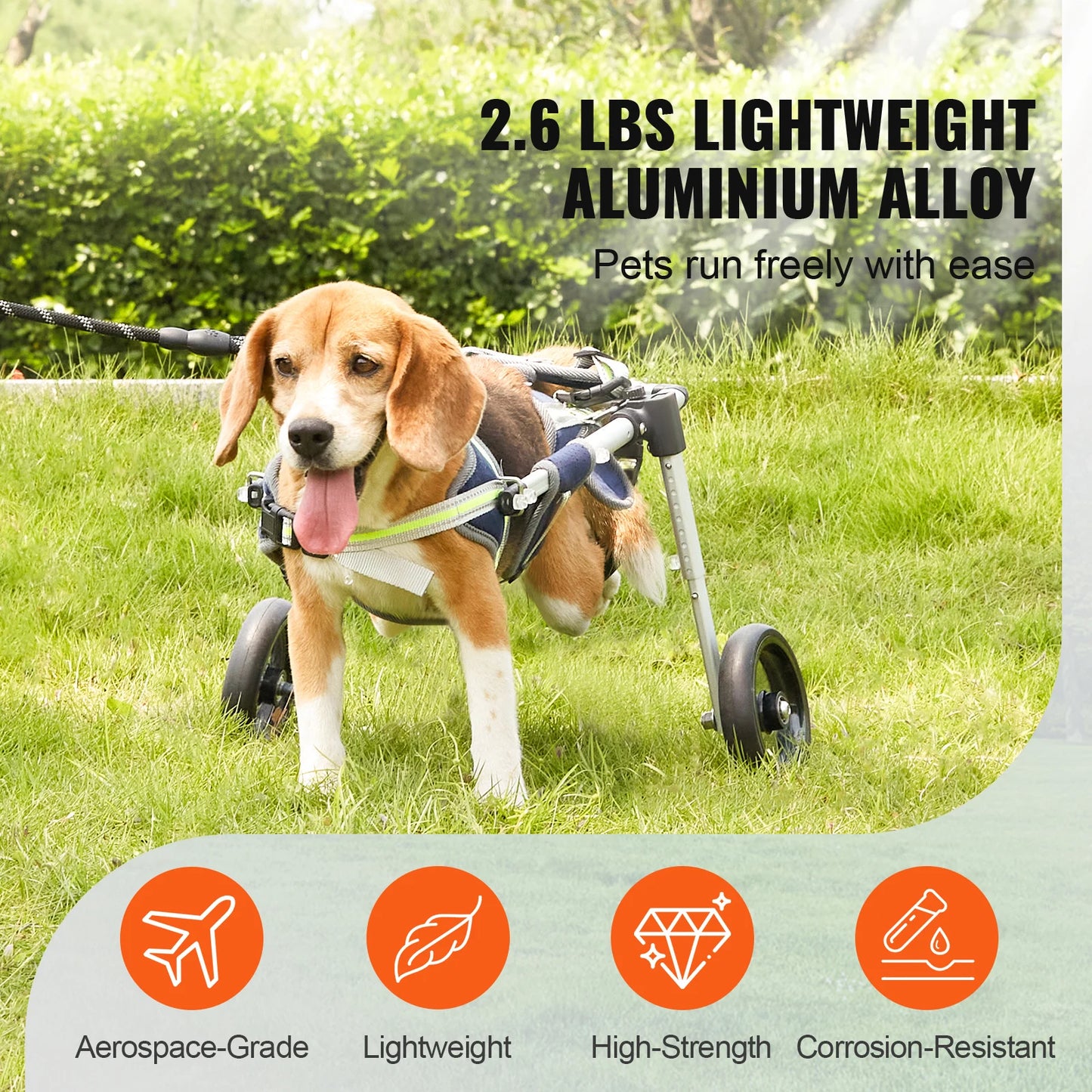 SucceBuy 2 Wheels Dog Wheelchair for Back Legs