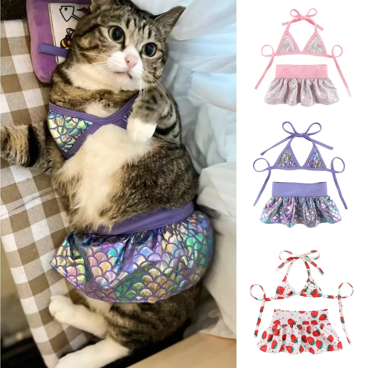Cute Dog Cat Summer Bikini Swim Suits