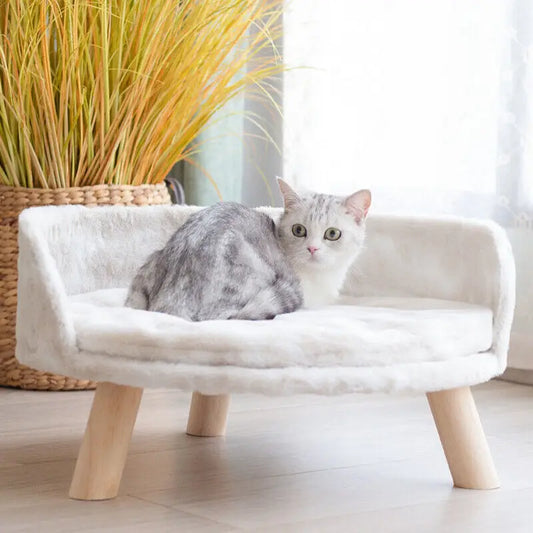 Luxury Soft Cat Bed on Wooden Legs