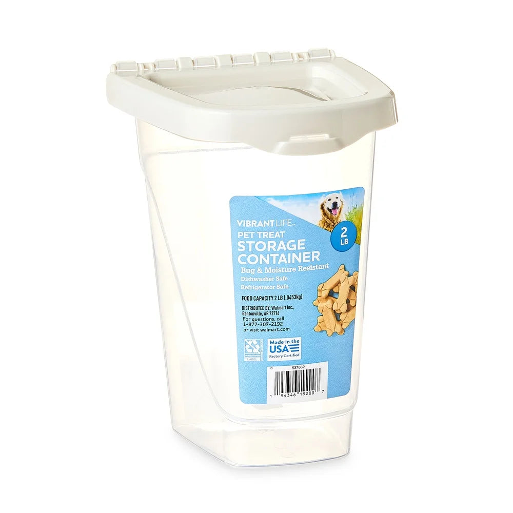 Pet Treat Storage Container 2 lb Locking Lid Dishwasher Safe