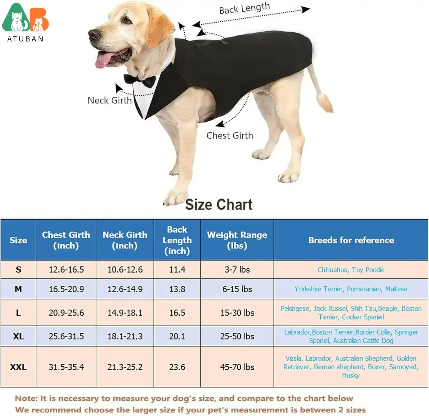 Large dog tuxedo with detachable collar, dog wedding costume suitable for large and medium dogs
