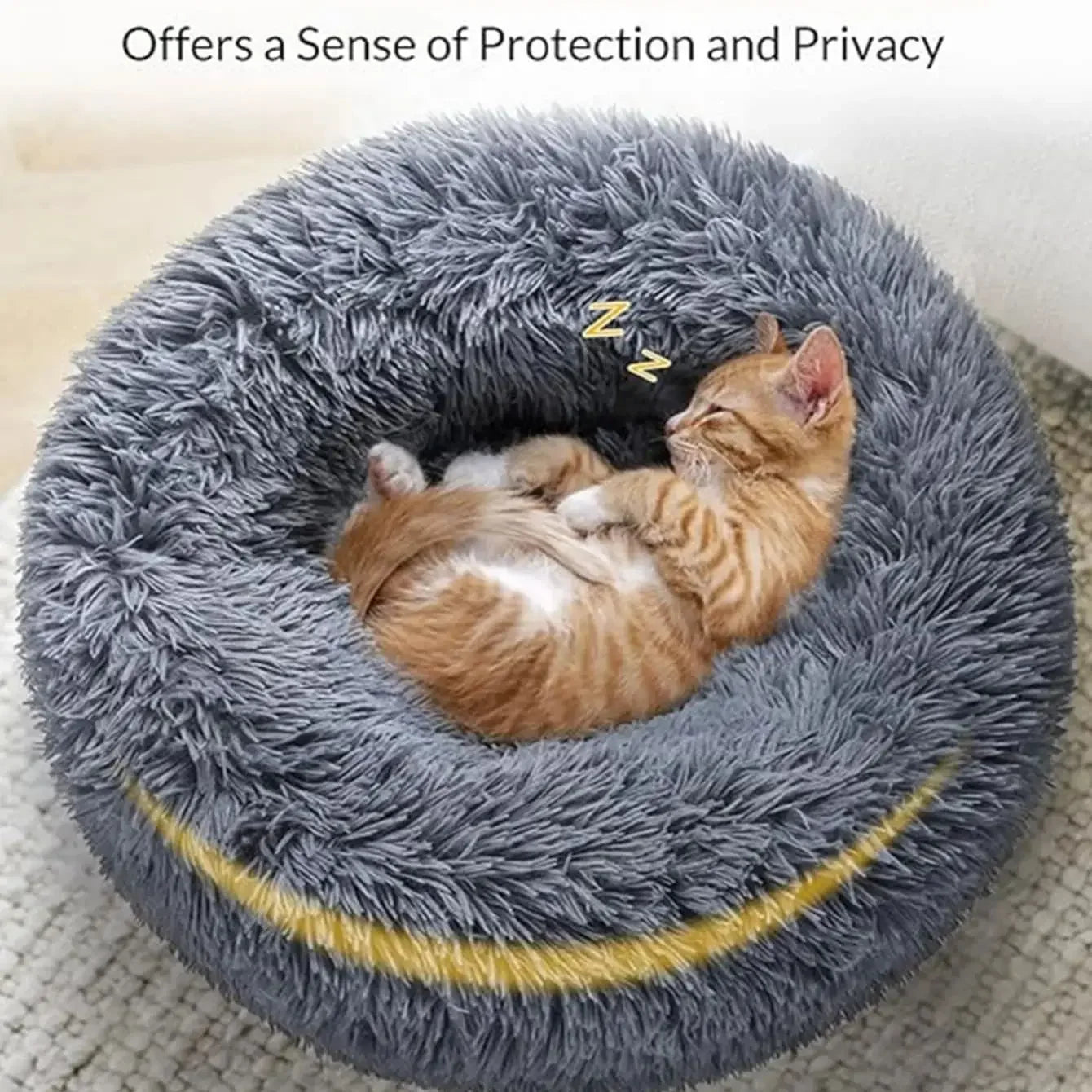 40-90cm Round Pet Bed for Large Dog, Super Soft Cat Long Plush Bed for Winter Warm Sleeping